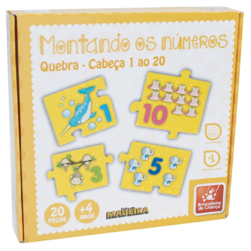 Jogo Educativo Montando Os Numeros em Madeira +4 Anos