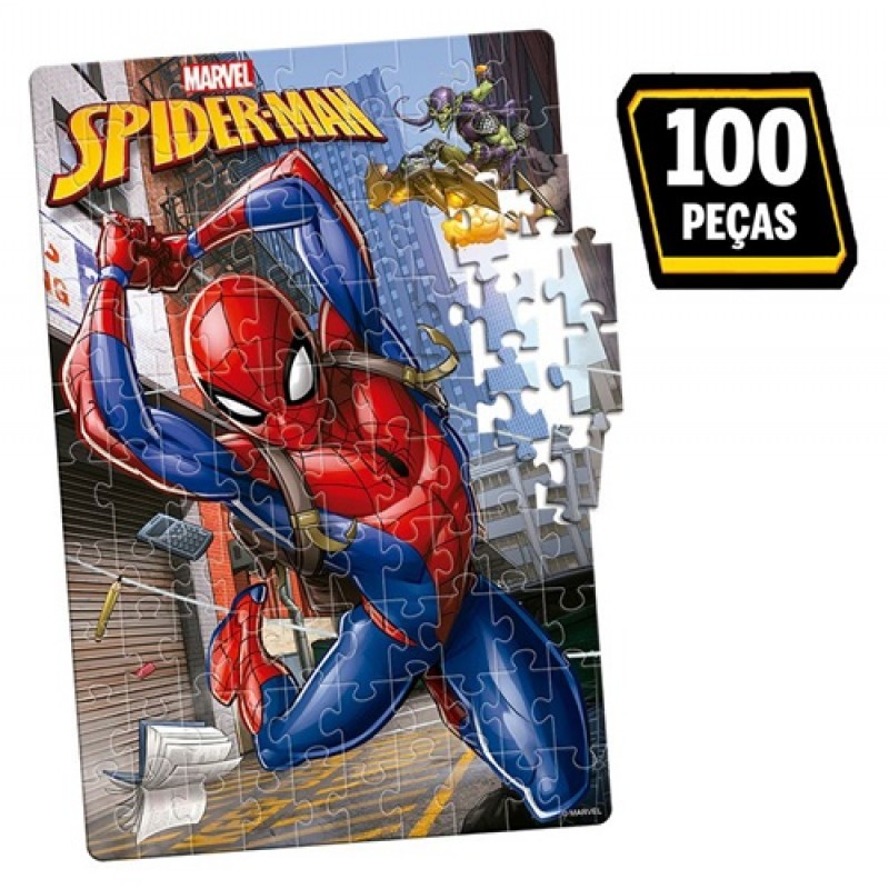 Puzzle Marvel Spiderman 100 peças, 100 peças